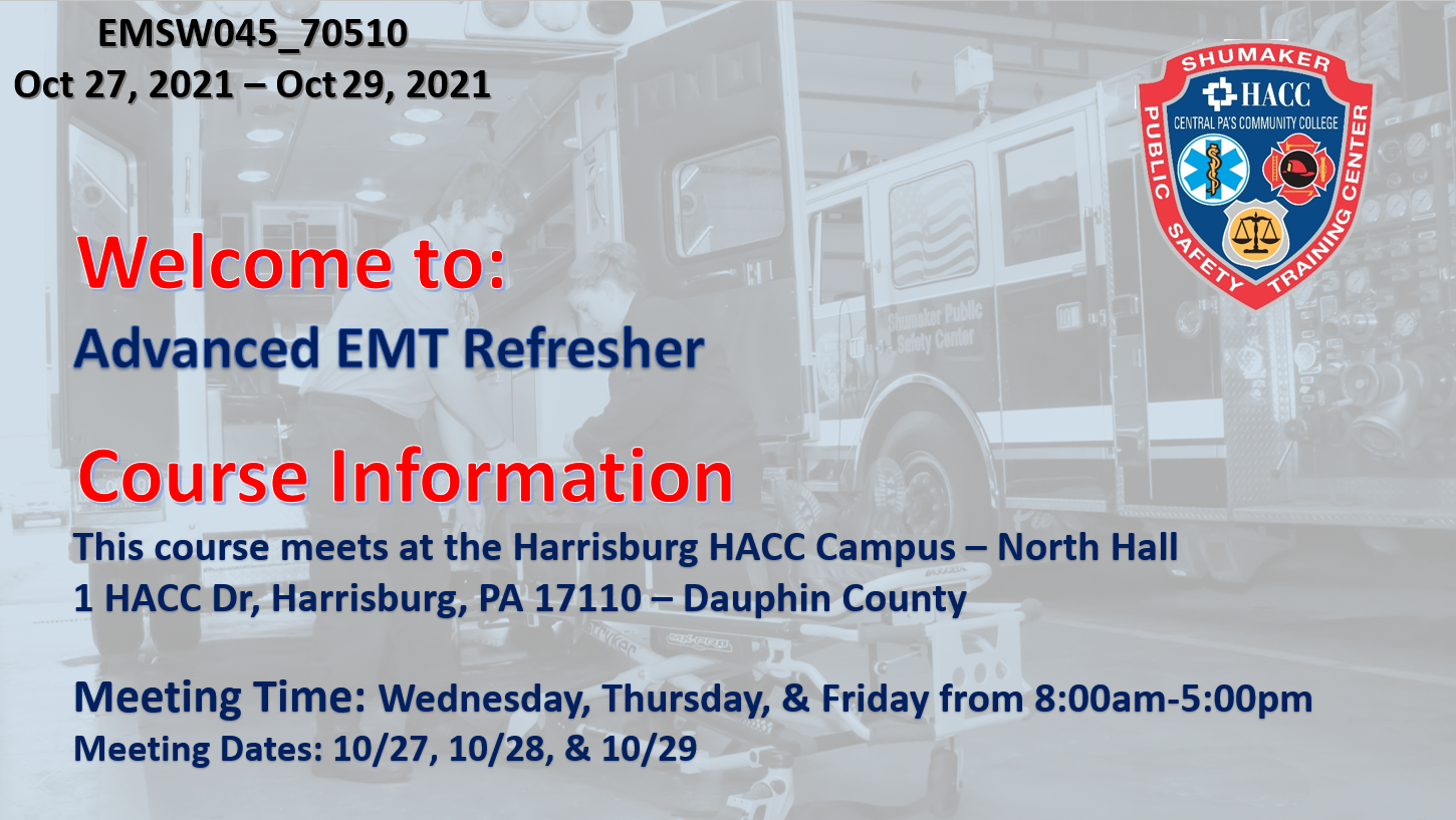 Advanced EMT Refresher (EMSW045_CRN70510) Dauphin County